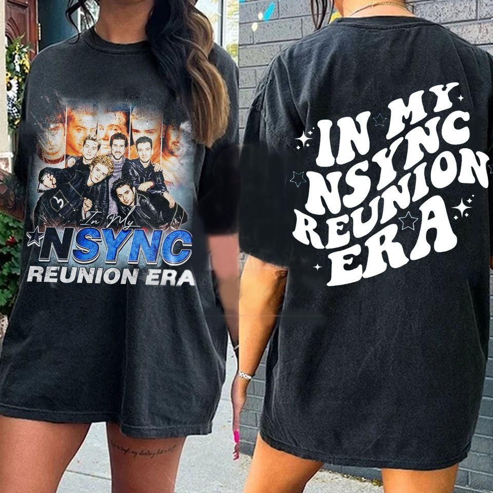 In my Nsync Reunion Era Shirt, NSYNC No Strings Attached Black Shirt