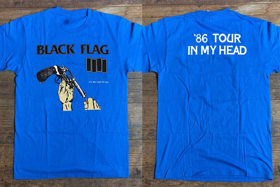New Black Flag T-Shirt, I’ve Been Good Too Long In My Head 1986 Tour T-Shirt, Black Flag Tour T-Shirt