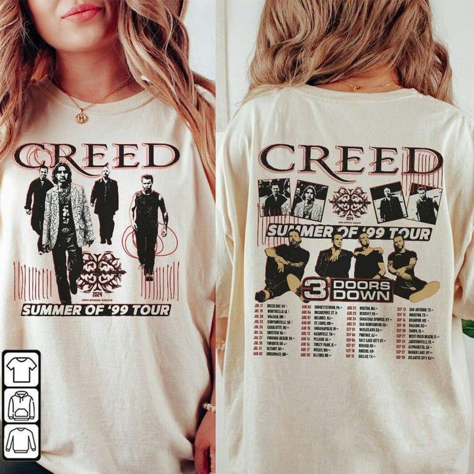 New 2024 Creed Tour Comfort Colors Shirt, Creeds Summer of 99 Tour Tee, Creed Concert Group Shirt