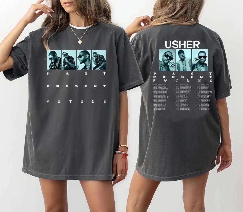 New Usher world tour shirt Usher past present future world Tour shirt Usher t-shirt Usher fan merch Usher concert Usher gift