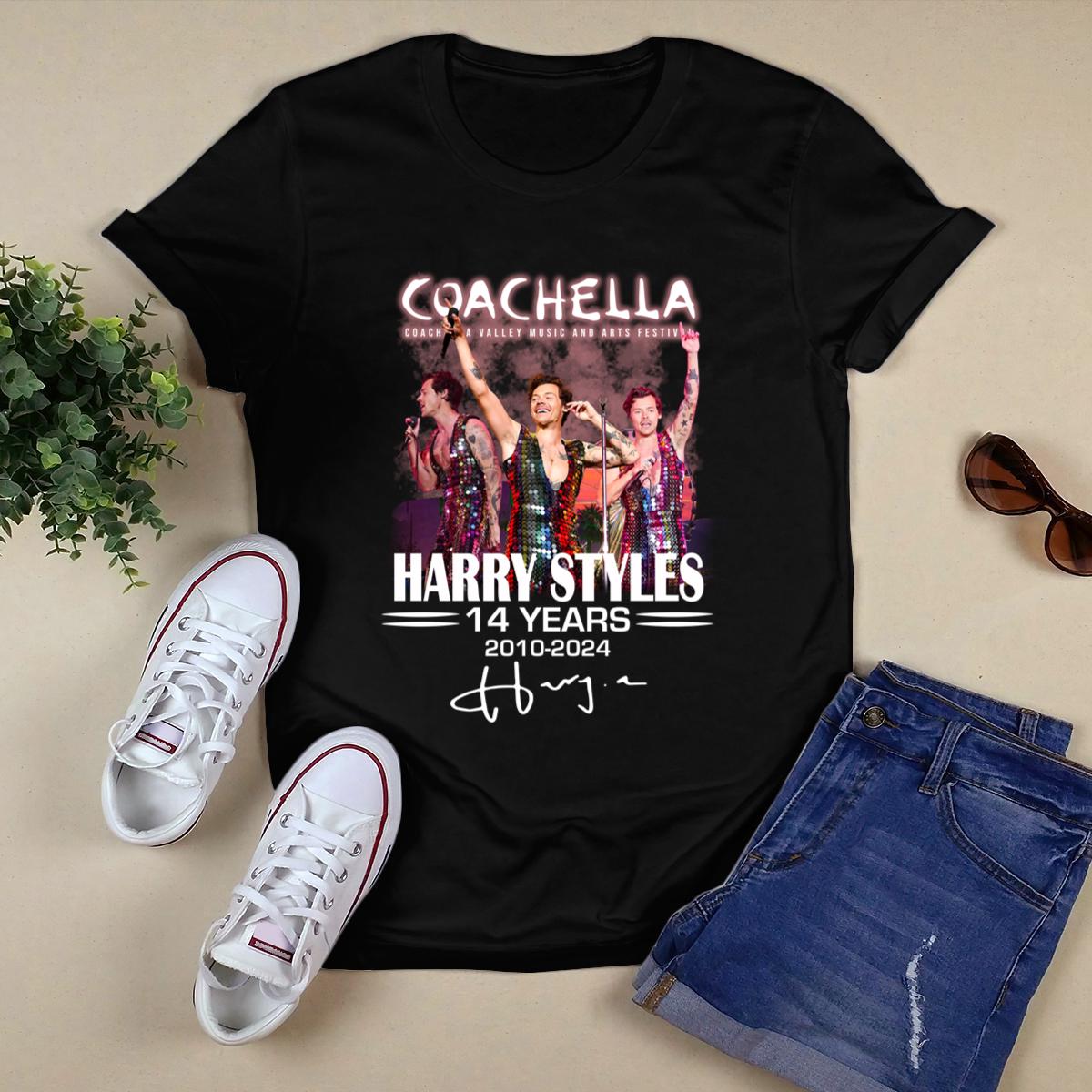 New Harry Styles Coachella 14 Years 2010 2024 Signatures Shirt,Tour 2024 Shirt