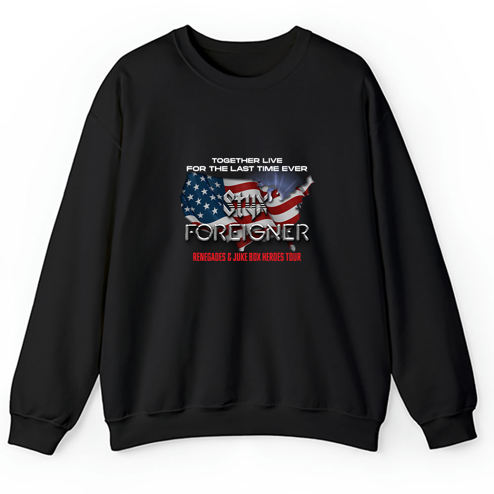 Styx And Sweater, Styx And Foreigner Band Renegades Juke Box Heroes Tour 2024 Concert Unisex Hoodie TAH10338