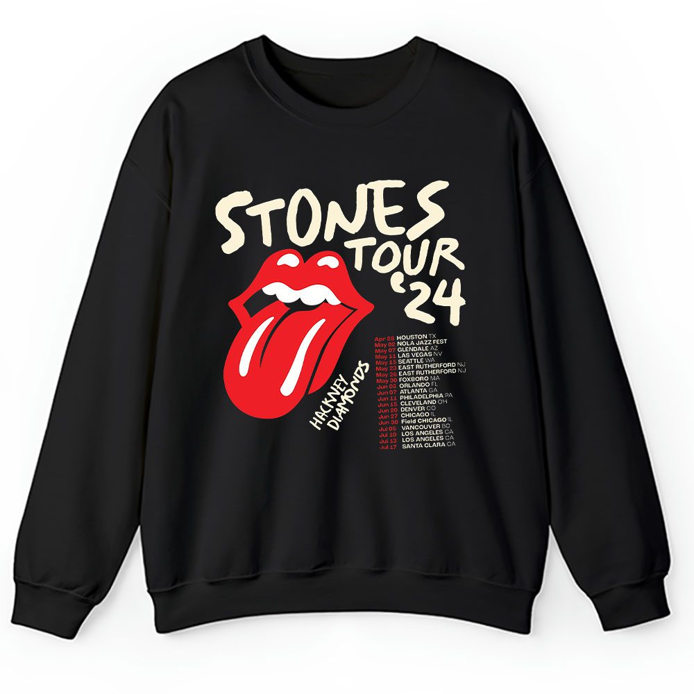 The Rolling Sweater, The Rolling Stones Hackney Diamonds Tour 2024 Unisex Sweatshirt TAT2587