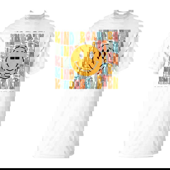 Kinder Teacher Squad Smile Face Retro Kindergarten T-Shirt