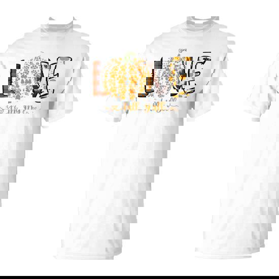 Love Fall Y'all Pumpkin Dog Paw Print Autumn Falling T-Shirt