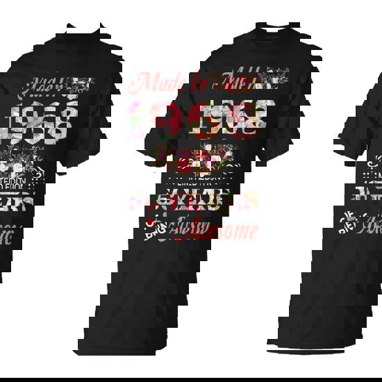 Made In 1968 56 Years Of Being Awesome Floral Birthday Women T-Shirt