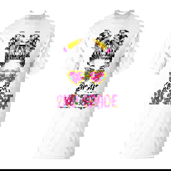 Little Miss Second 2Nd Grade Back To School Messy Bun Girls T-Shirt