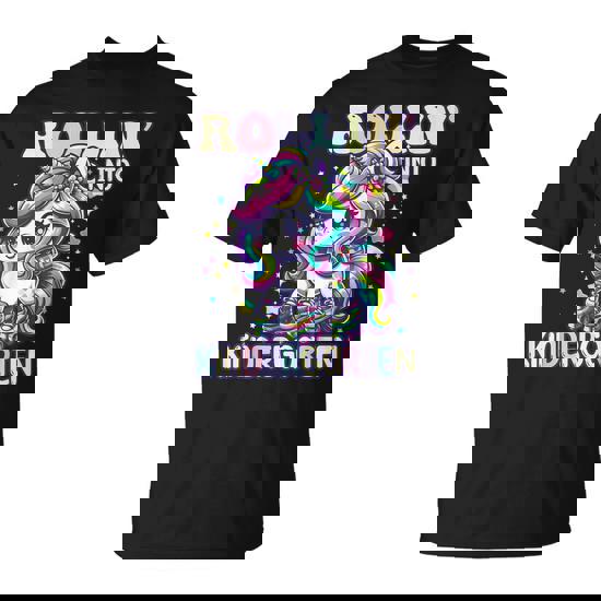 Kindergarten Back To School First Day Girls Rollin Unicorn T-Shirt