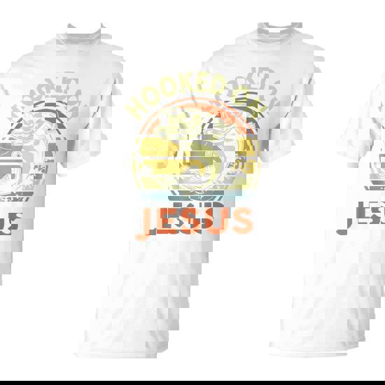 Hooked On Jesus Christian Fishing- Bass Dad Jokes T-Shirt