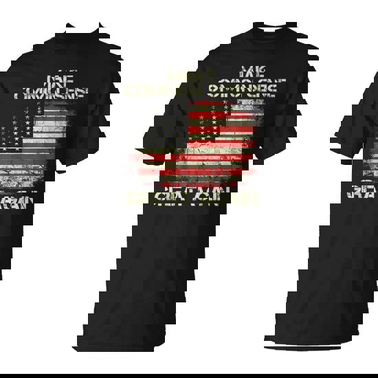 Make Common Sense Great Again Humor Vintage Usa Flag T-Shirt