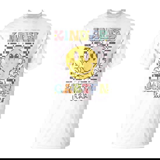 Kindergarten Teacher Team Hippie Smile Face Back To School T-Shirt