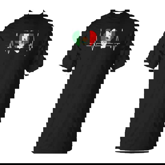 Mexico Flag Heartbeat Pulse For Mexican Independence Day T-Shirt