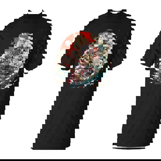 Japanese Samurai Cat Tattoo Vintage Ninja Cat T-Shirt