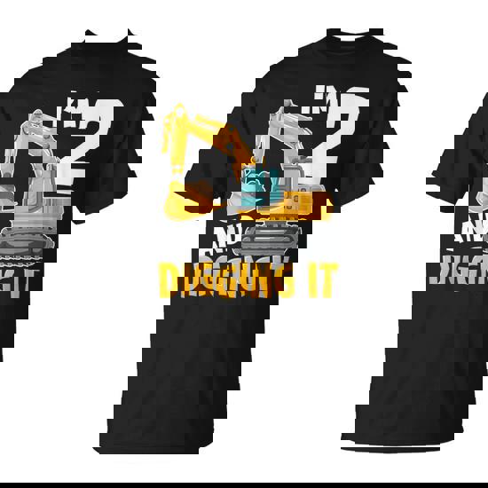 I'm Two 2 Year Old 2Nd Birthday Boy Excavator Construction T-Shirt