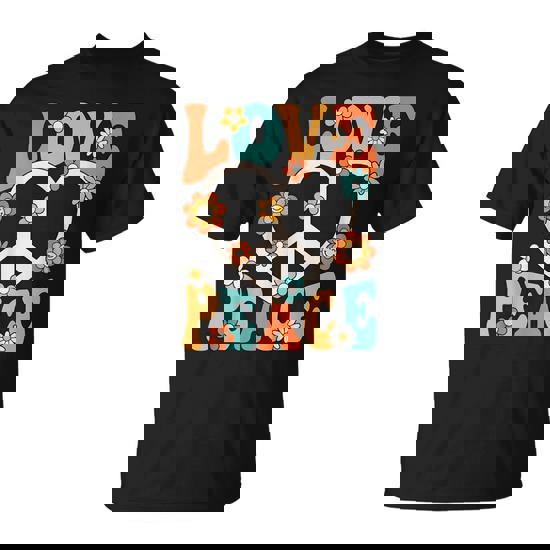 Love Peace Sign 60S 70S Outfit Hippie Groovy Girls T-Shirt