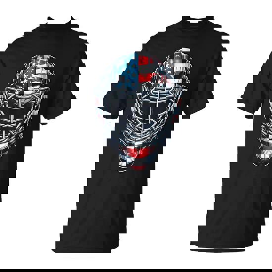 Hockey Goalie Mask 4Th Of July American Flag Usa Fathers Day T-Shirt