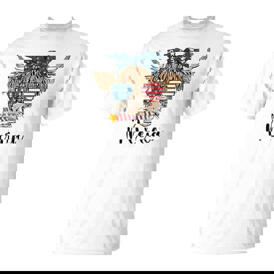 Merica Cow Usa Flag Fourth Of July Independence Day T-Shirt