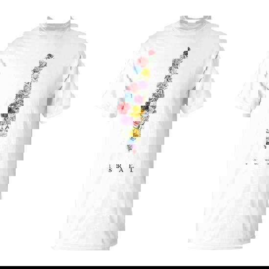 Israel Map With Beautiful Flowers Blooming Love And Peace T-Shirt