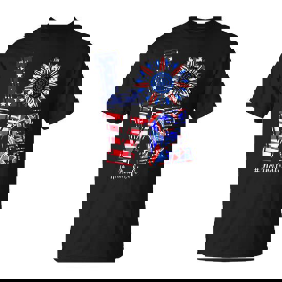 Nana Life 4Th Of July Love Sunflower Patriotic American Flag T-Shirt