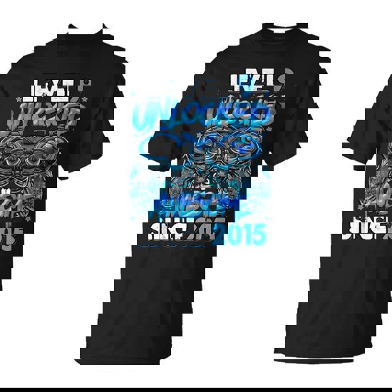 Level 9 Unlocked Awesome Since 2015 Gaming 9Th Birthday T-Shirt