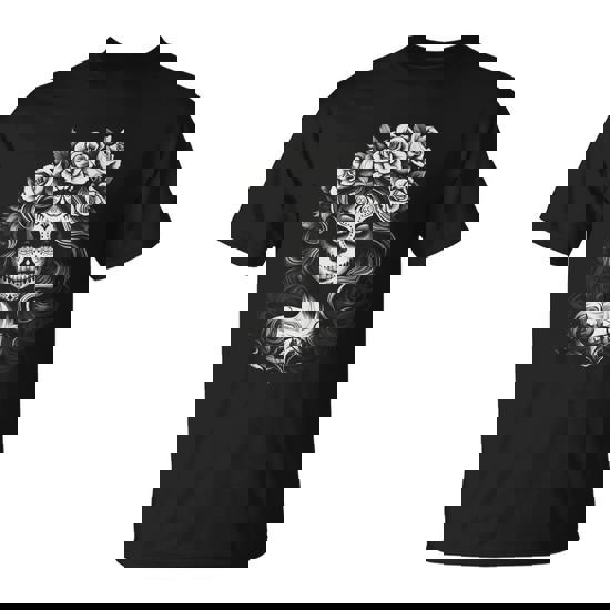 La Catrina Day Of The Dead Sugar Skull Grunge Vintage T-Shirt