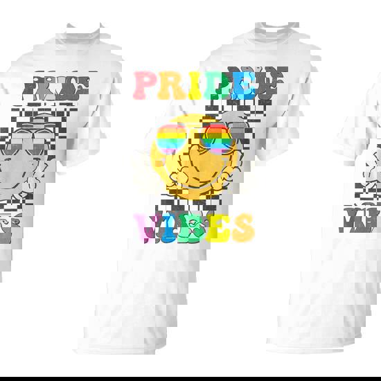 Lgbt Vibes Smile Face Hippie Equality Gay Lesbian Blm Pride T-Shirt