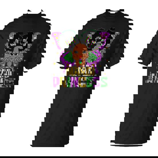 Little Girl Mardi Gras Princess Black Melanin Girl Kid T-Shirt