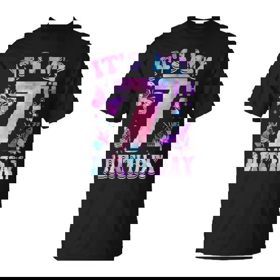 It's My 7Th Birthday Butterfly Theme 7 Year Old Party Girl T-Shirt