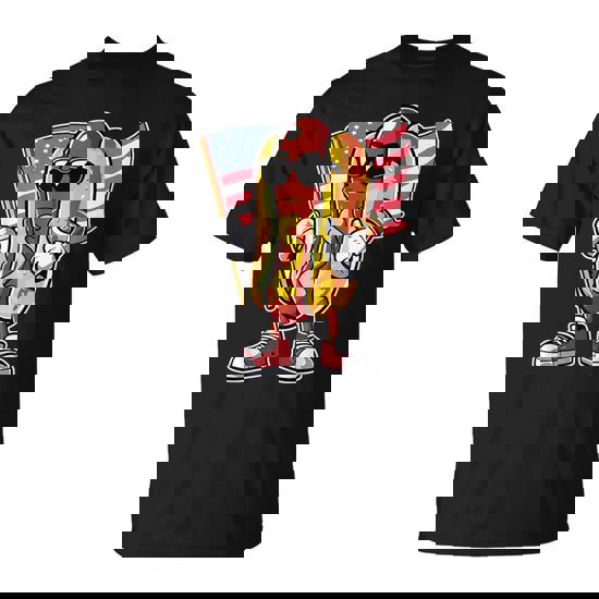 Hot Dog Sunglasses Us American Flag 4Th Of July Hotdog T-Shirt