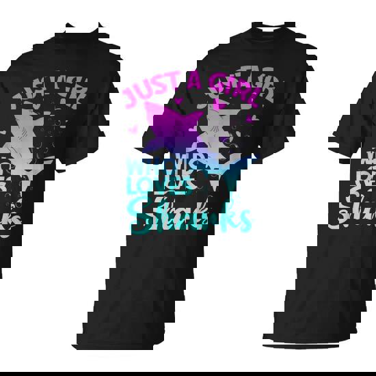 Just A Girl Who Loves Sharks Cute Shark Girl Lover Ocean T-Shirt