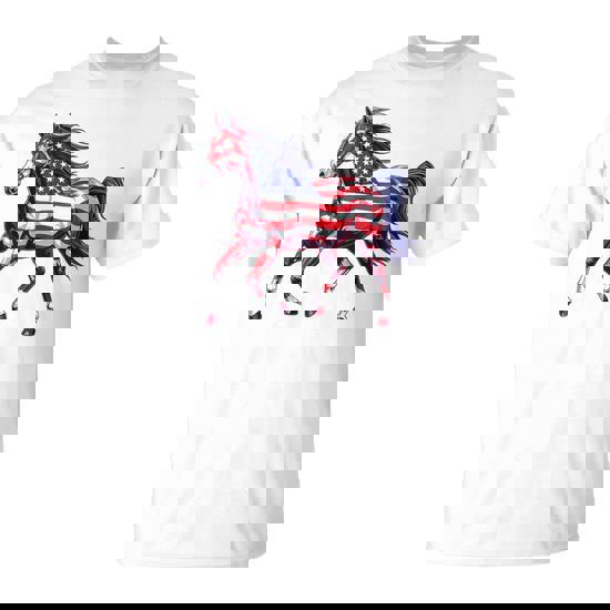 Horse American Flag 4Th Of July Day Horse For Girls T-Shirt