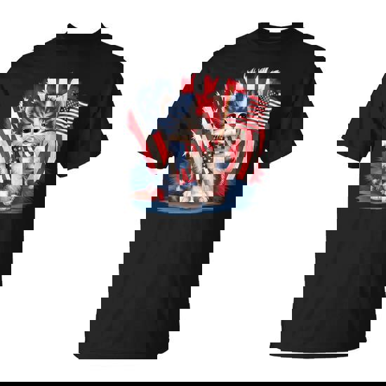 Memorial Day Cat 4Th Of July Patriotic Usa Flag Fun T-Shirt