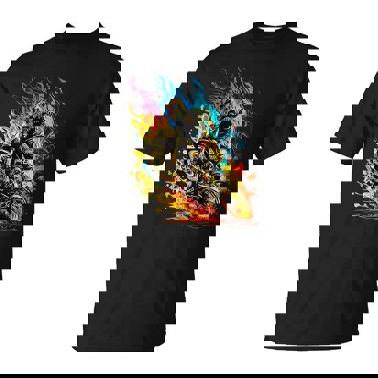 Motocross Dirt Bike Racing Supercross Flying Jump Flames T-Shirt