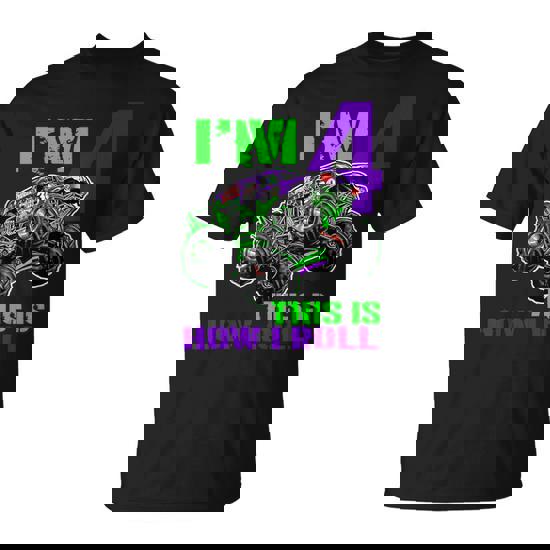 Monster Trucks Are My Jam 4Th Birthday Boy 4 Years Old T-Shirt