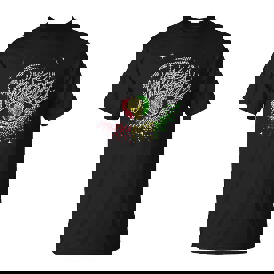 Junenth Eyes Rhinestone Black Queen Afro Black Girl T-Shirt