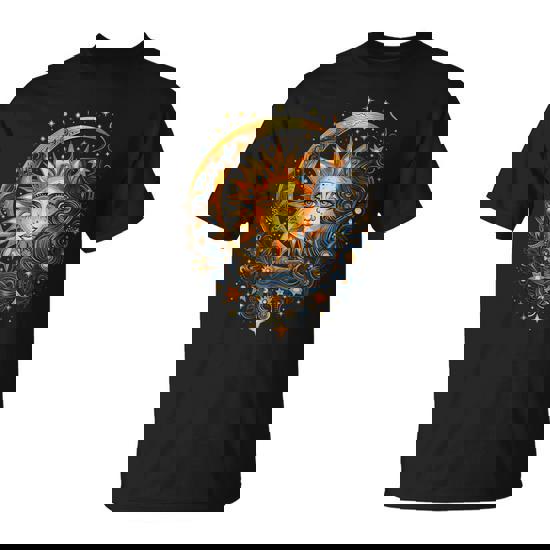 Mystic Sun And Moon Woman Mystical Flowers Aesthetic T-Shirt