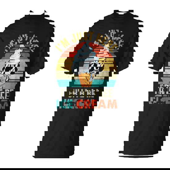 I'm Just Here For The Free Ice Cream Cruise 2024 Retro T-Shirt