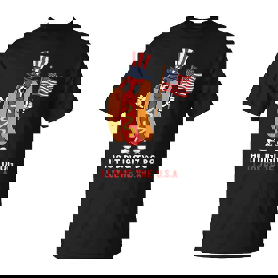 Hot Diggity Dog I Love The Usa Patriotic Hot-Dog 4Th Of July T-Shirt