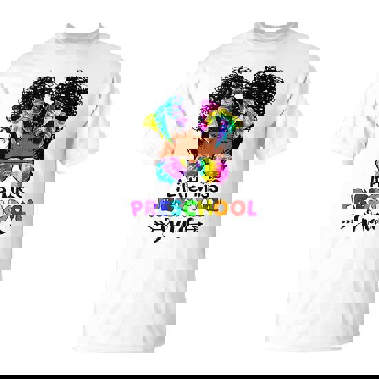 Little Miss Preschool Grad Graduation Messy Bun Black Girls T-Shirt