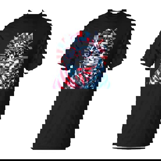 Memorial Day For Fathers Day Cat Sunglasses Flag Usa T-Shirt