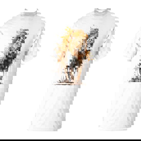 Lion Animal Lovers Motif Animal Zoo Print Lion T-Shirt