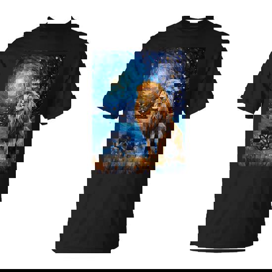 Lion Starry Night Van Gogh Style Graphic T-Shirt