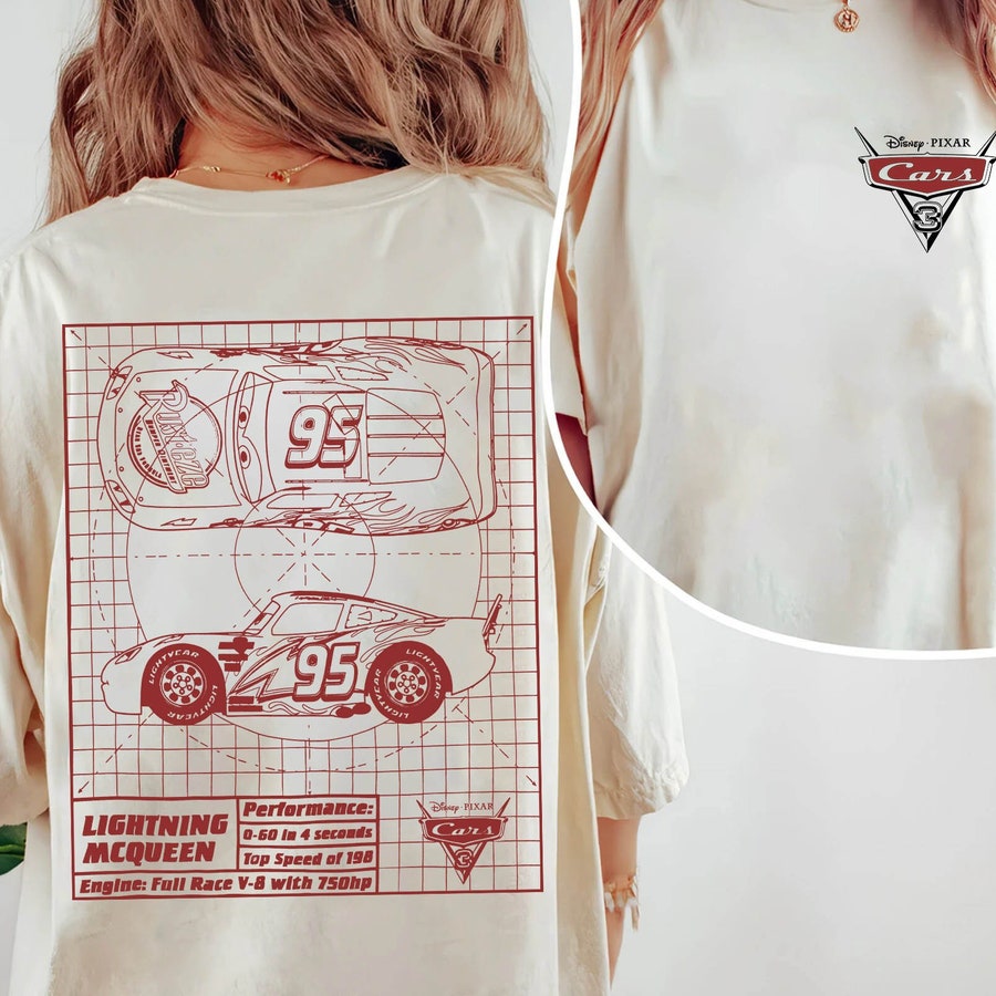 Vintage Lightning Mcqueen 2 Sides Shirt, Cars Movie Front And Back Shirt, World T-Shirt