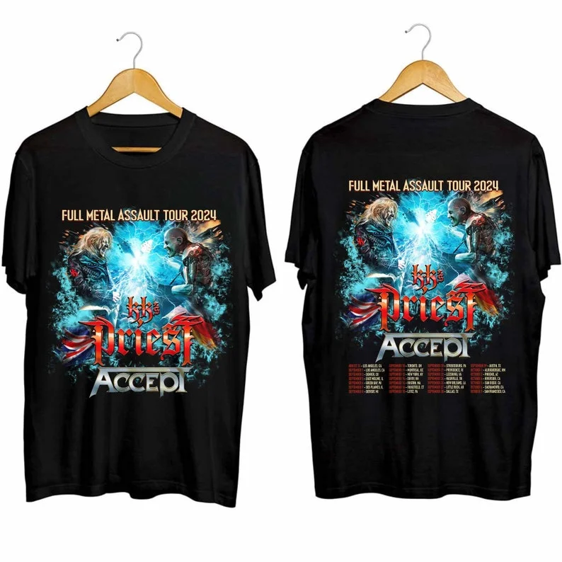 Kks Priest And Accept - 2024 Full Metal Assault Tour Shirt Kt137