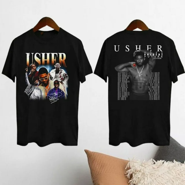 Vintage Usher Concert 2024 Shirt Past Present Future Tour Shirt