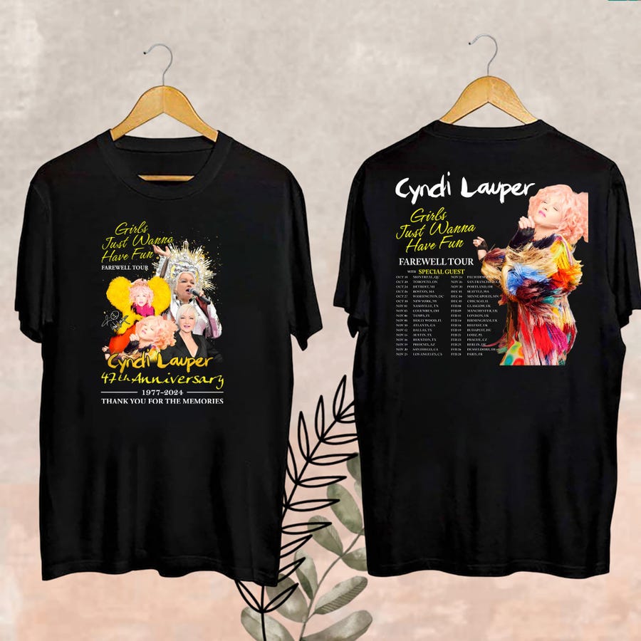Cyndi Lauper Girl Just Wanna Have Fun Farewell Tour 2024 T-Shirt
