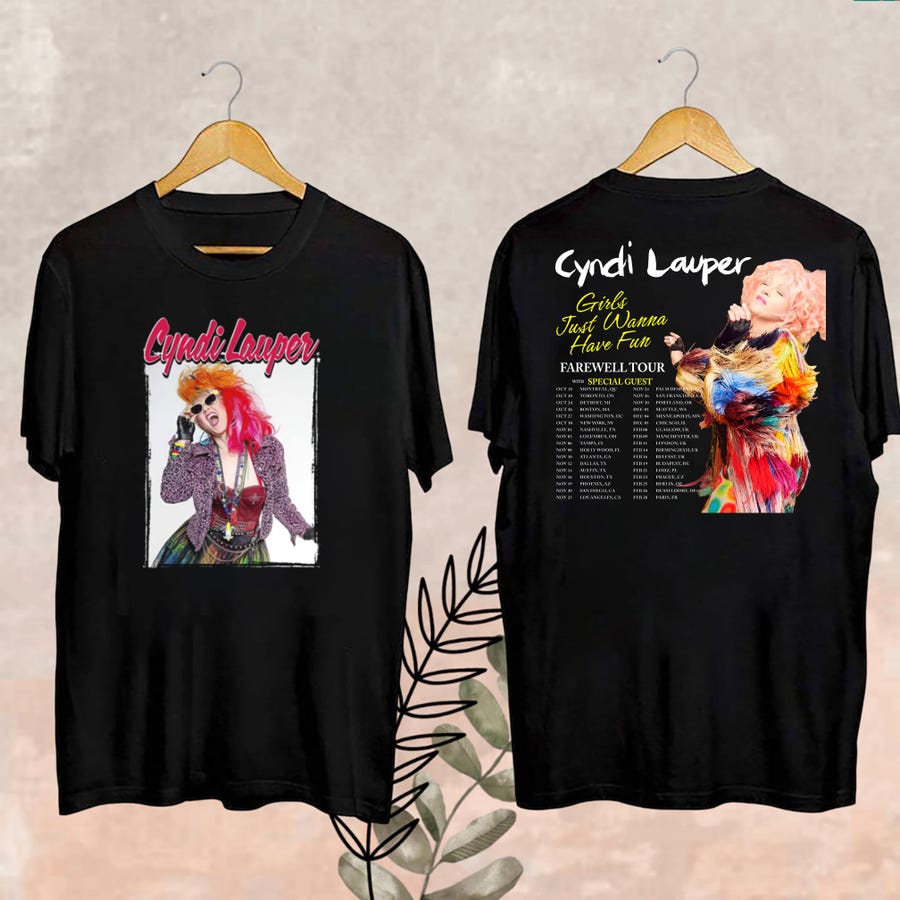 Cyndi Lauper Girls Just Want To Have Fun Farewell Tour 47Th Anniversary 1977-2024 Thank You For The Memories Hoodie