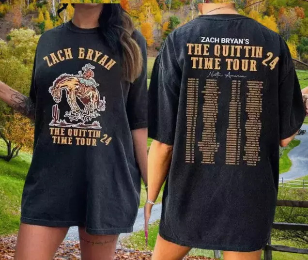 New Zach Bryan 2024 Tour Quittin Time T-Shirt Music Concert S-3Xl Unisex Country