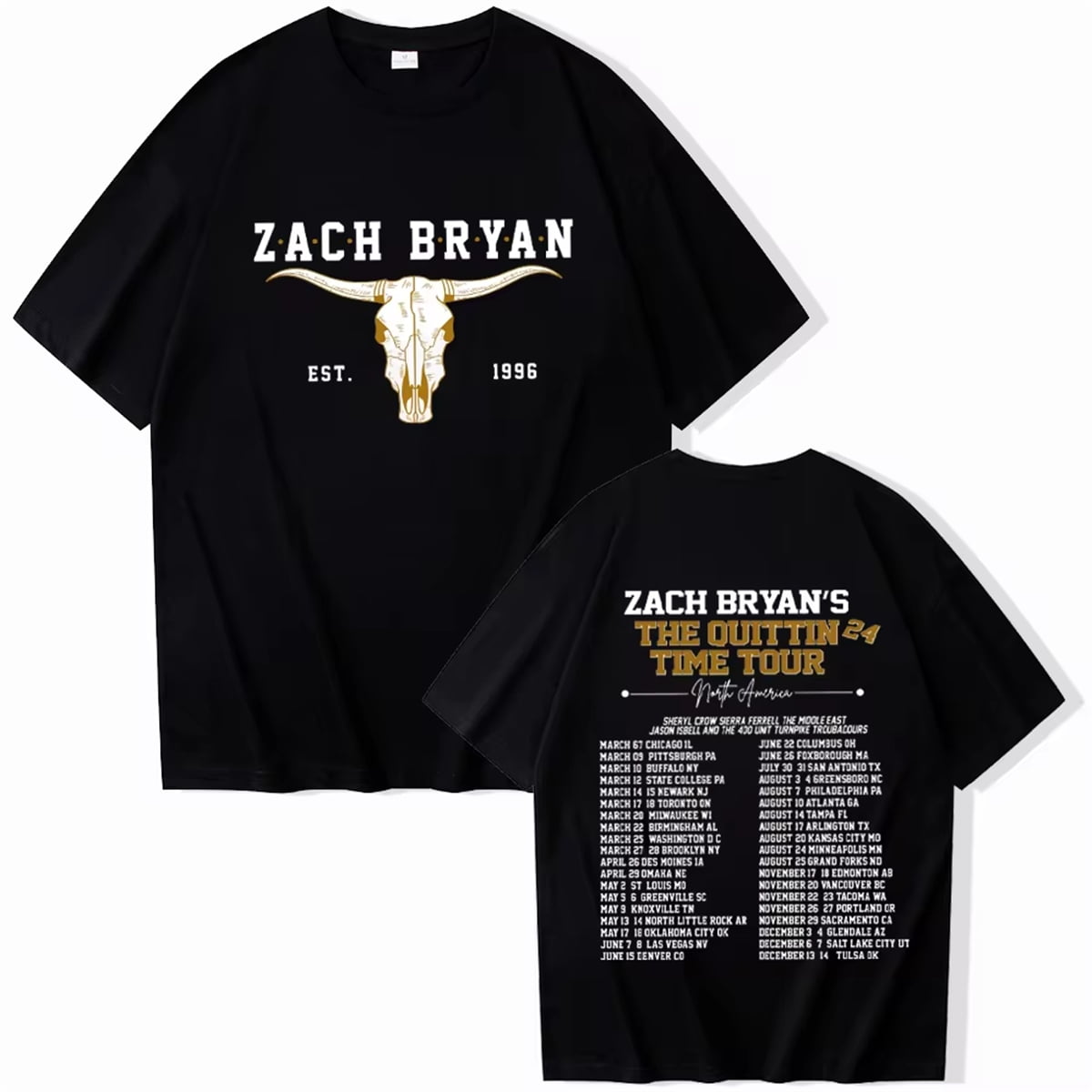 Zach Bryan The Quittin Time Tour 2024 T-Shirt Women Men Crewneck Short Sleeve Fashion Casual Shirt