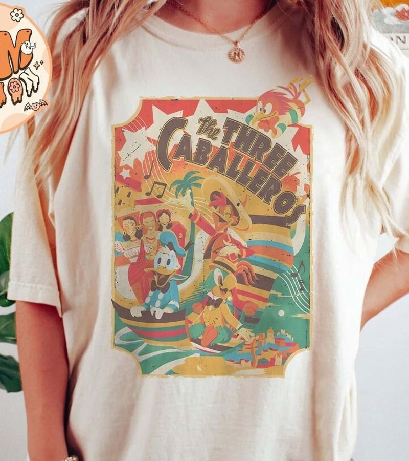 New Vintage Disney The Three Caballeros Shirt, Retro Classic Donald Duck Jose Carioca Panchito Pistoles Shirt,